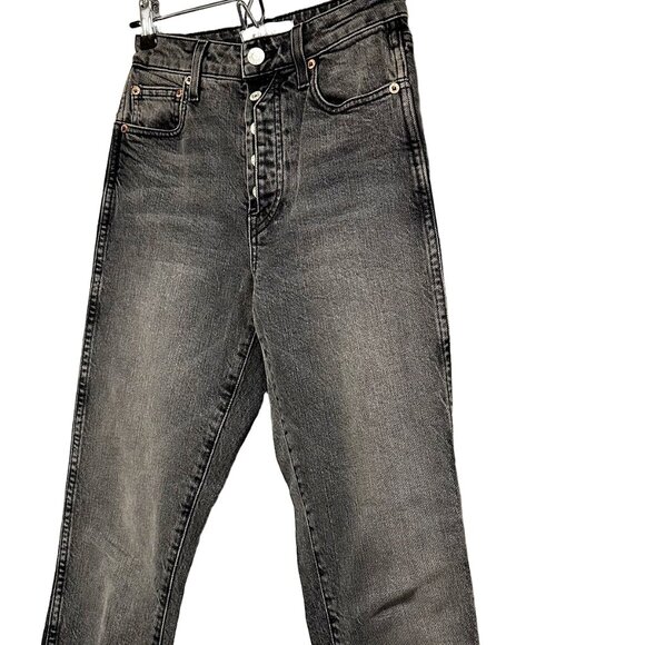 TRAVE‎ DENIM Lawson High Rise Button Fly Slim Straight Leg Jeans • 24 • grey - Picture 7 of 13